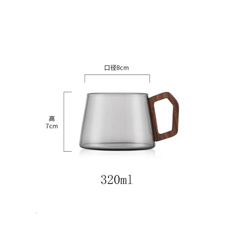 320ml Amerikanische Latte Hitzebeständige Glas Kaffeetasse Mit Holztablett Löffel Milchteetasse Frisch gemahlene Tasse Barista Cafe Zubehör