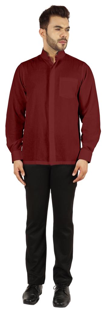 BestMan Pevná pánská košile s dlouhým rukávem pro přední čínský límec s dvojitým knoflíkem