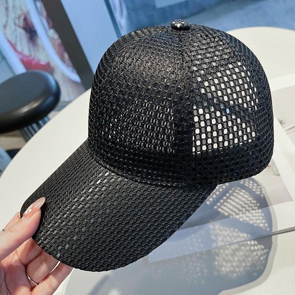 Adjustable Mesh Baseball Cap Wide Brim Peaked Cap Fashion Trucker Cap Outdoor Sports чёрный