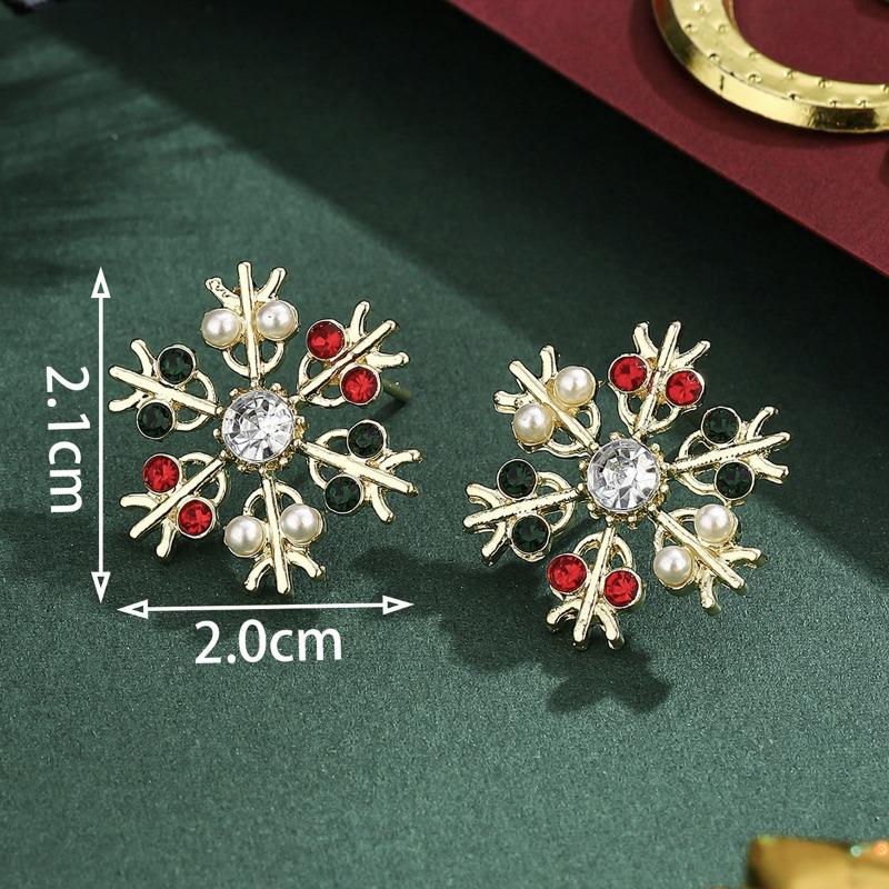 Personalized Jewelry Christmas Alloy Stud Earrings Christmas Hat Elk Point Diamond Christmas Tree Gingerbread Man Earrings