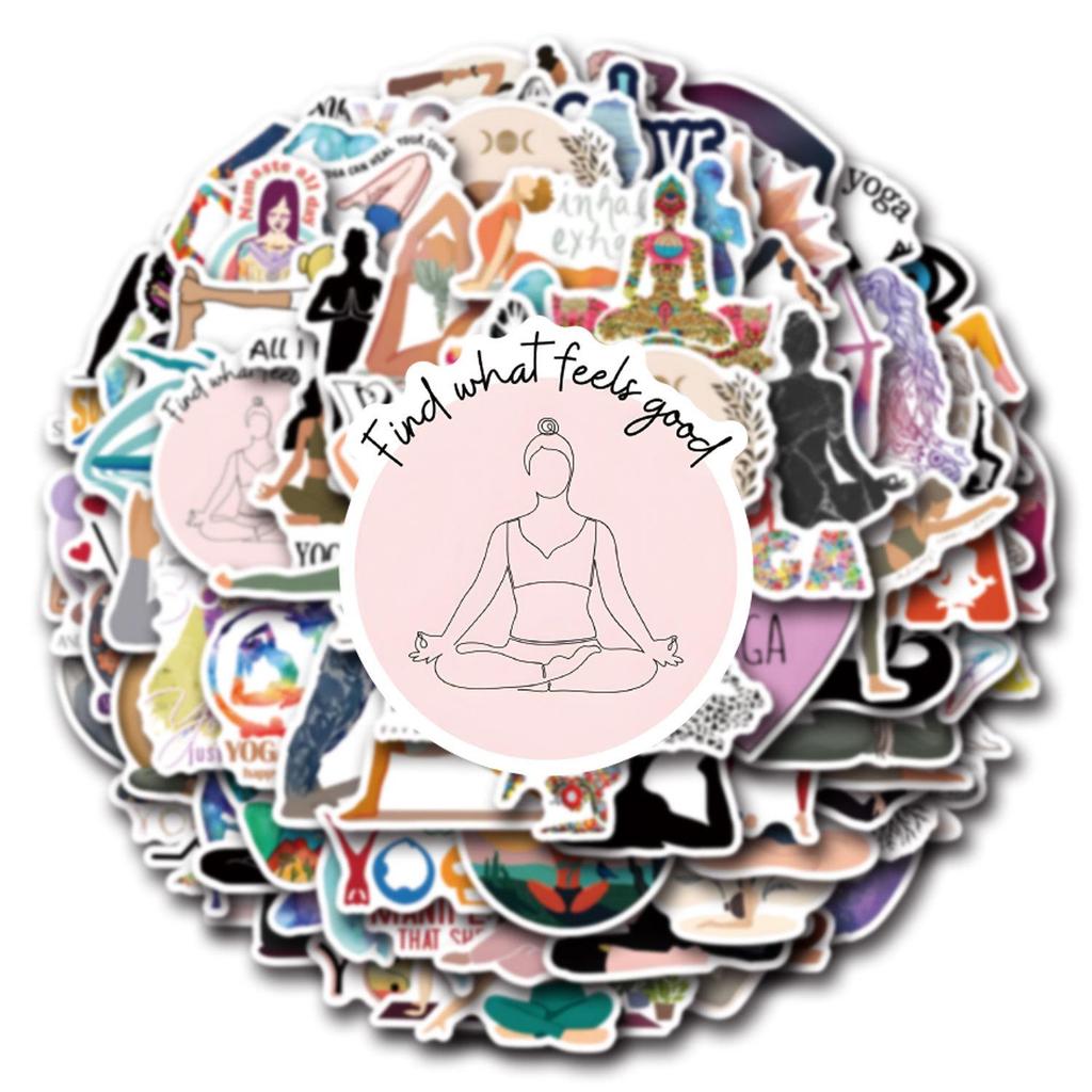 110 New-Style Waterproof Yoga Graffiti Stickers for Suitcases & Phones