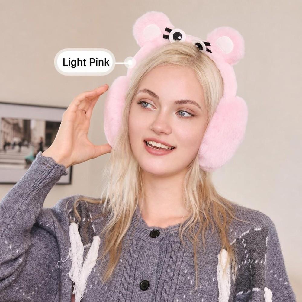 Soft Faux Fur Plush Earmuffs Elastic Headband Cartoon Ear Covers Fluffy Ear Muffs  Winter Outdoor