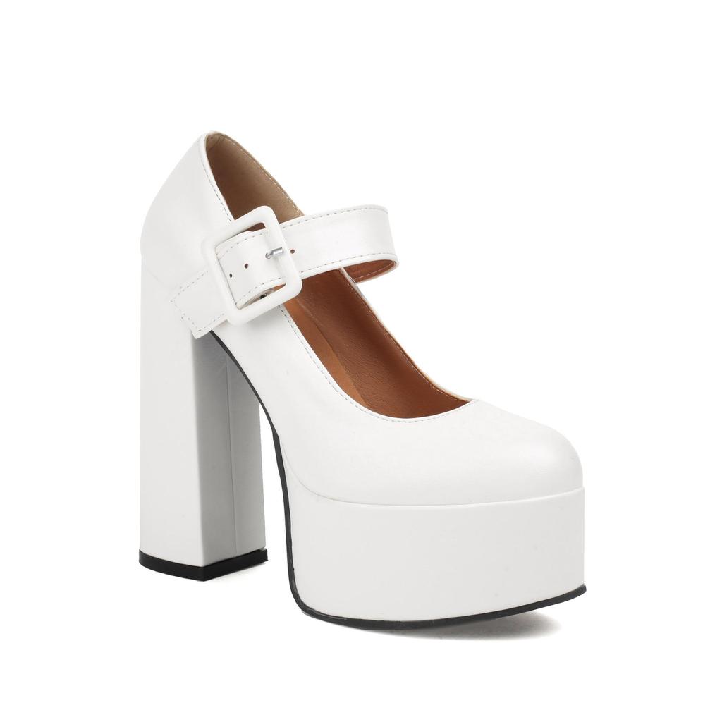 Zapatos de Tacón Alto Mary Jane con Hebilla Cuadrada de Plataforma 2026 - Zapatos de Escenario de Tacón Grueso con Correa Única para Mujer