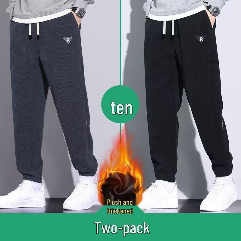 Men's Trendy Fleece-Lined Corduroy Sweatpants: Winter Warmth & Versatile Style