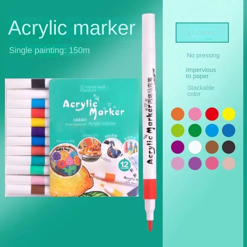 

24-80 Colors Acrylic Markers Pen Set Paint Art Marker Soft Tip Pen for Children Stone Paint Ceramic Glass Wood Fabric Painting