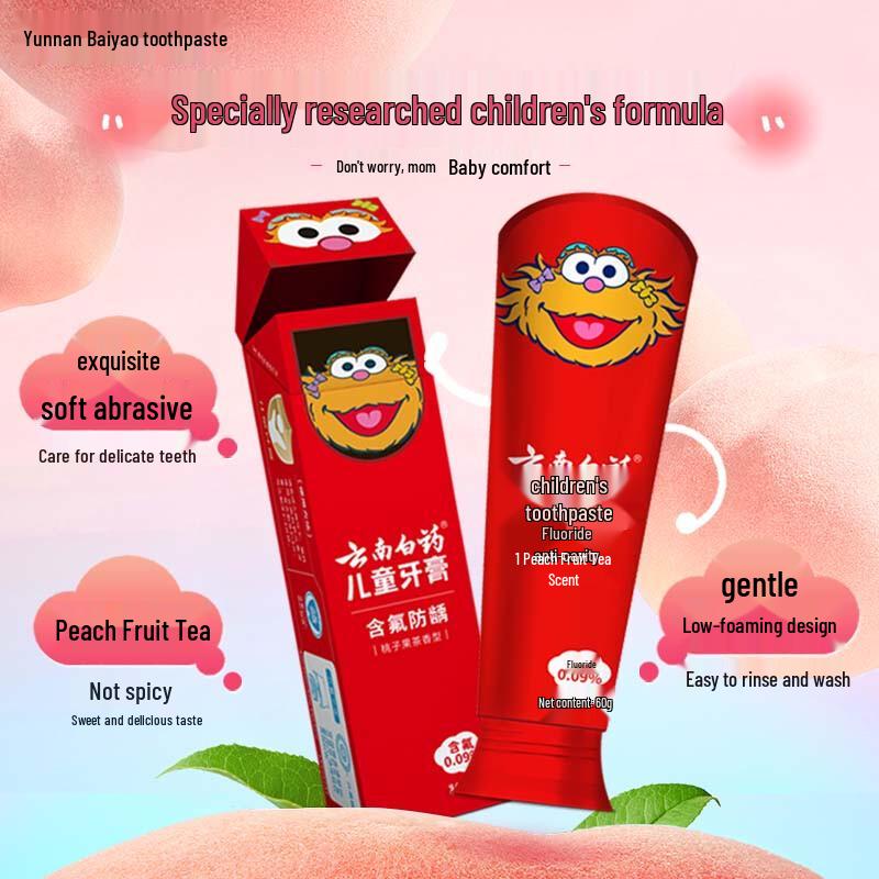 Yunnan Baiyao Kids Fluoride Toothpaste - Peach (6-12 Years)