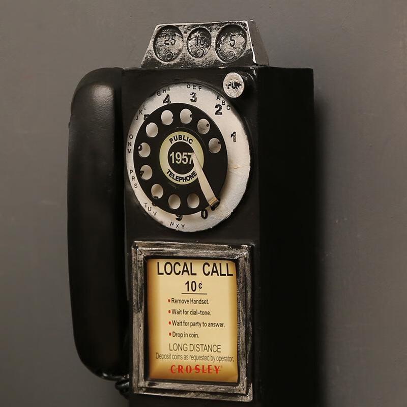 Retro Resin Telephone Ornament