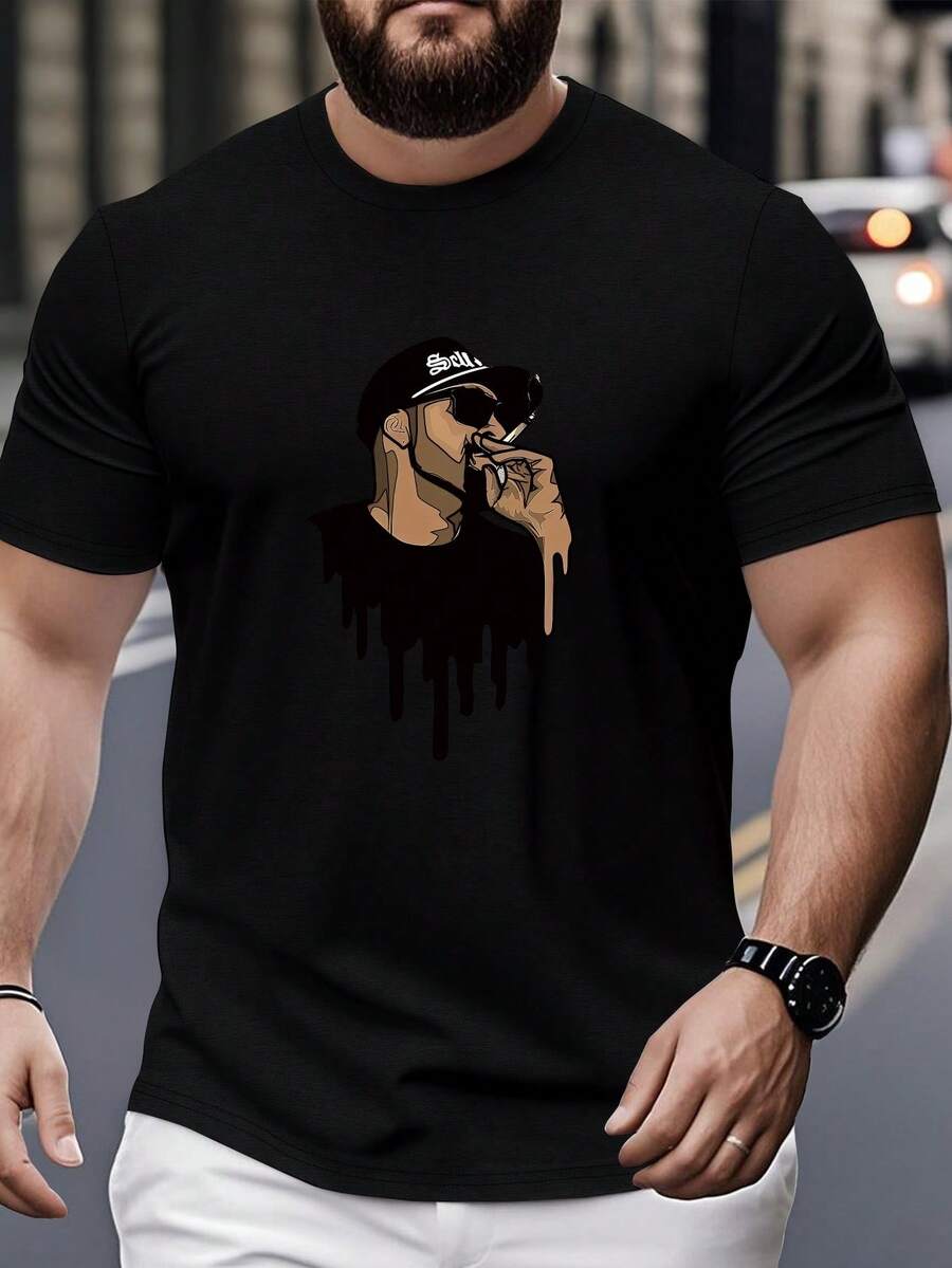

American Street Retro Style All-Match Casual Portrait Printing Design Unisex T-Shirt M