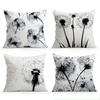 Black White Dandelion Pillowcase Printed Polyester 45x45cm Throw Pillowcover Decorative Sofa Cushion Pillowslip Home Decor