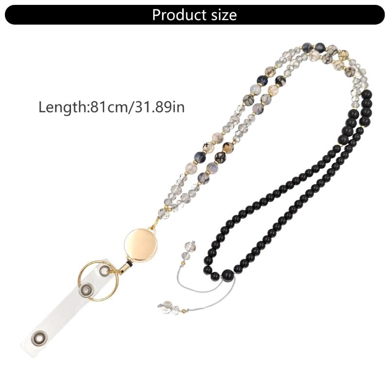 Retractable Lanyard Necklace Natural Stone lBeads Lanyard Keychain Lanyard Eyeglass Holder Lanyard