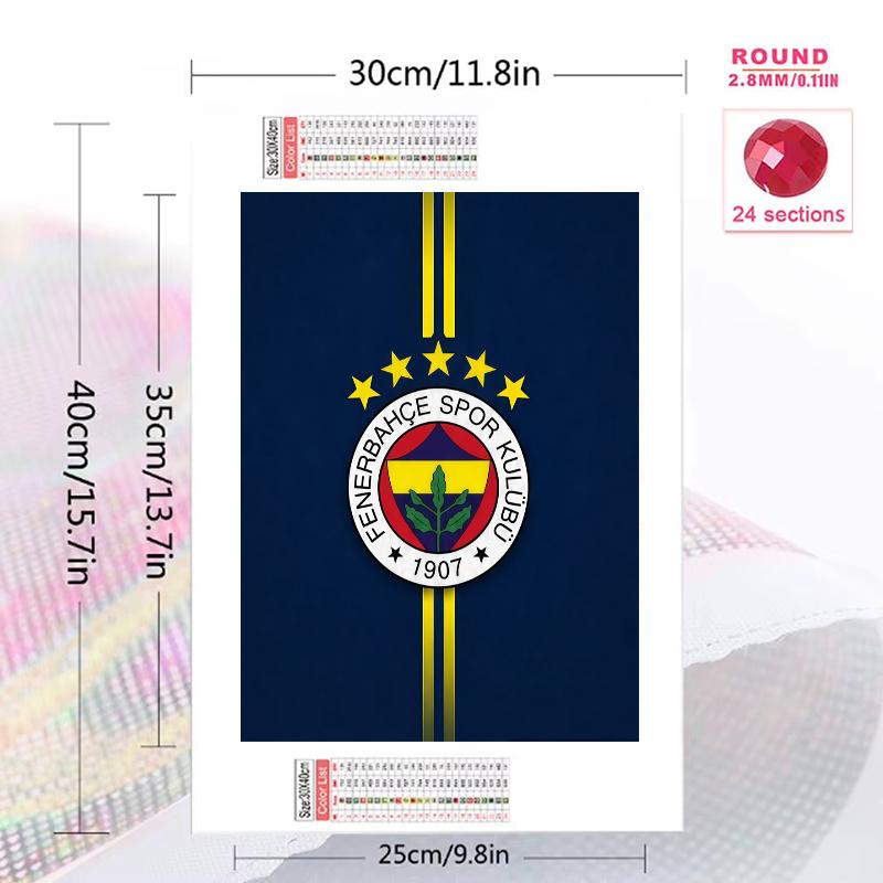 Fenerbahce Pattern 3pcs 100% Round Full Drill 5D DIY Diamond Painting Embroidery Cross Stitch Rhinestone Décor