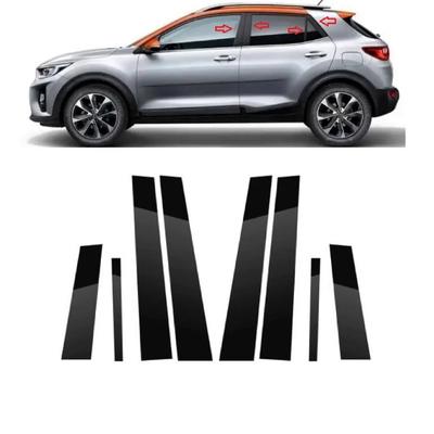 8Pcs Car Door Window Trim Pillar Posts Decorative Cover Trim Fit For KIA Stonic 2018    2022  Gloss Black