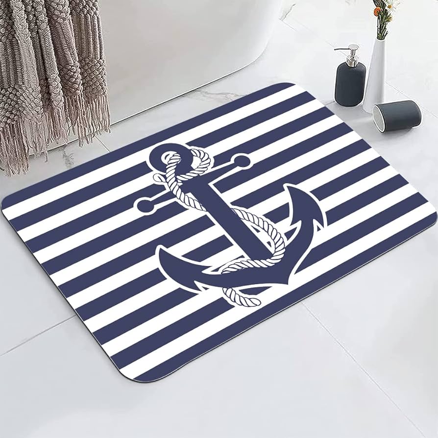 Nautical Decor Carpet Anchor Decor Living Room Rugs Kids Room Decor Sea Adventure Accent Rug Summer Holiday Indoor Floor Mat