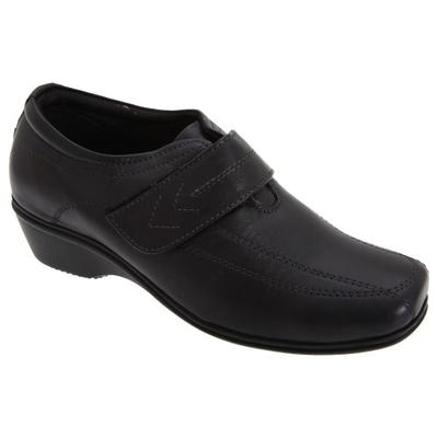 Womens/Ladies Touch Fastening Softie Leather Casual Shoes