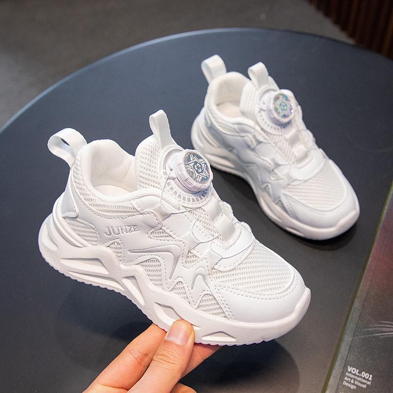 Girls little white shoes 2025 spring new mesh breathable sports dad shoes soft sole children's shoes girls running