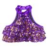 Girls Sleeveless Mock Neck Shiny Sequin Tiered Backless Crop Top Dance Performance Top