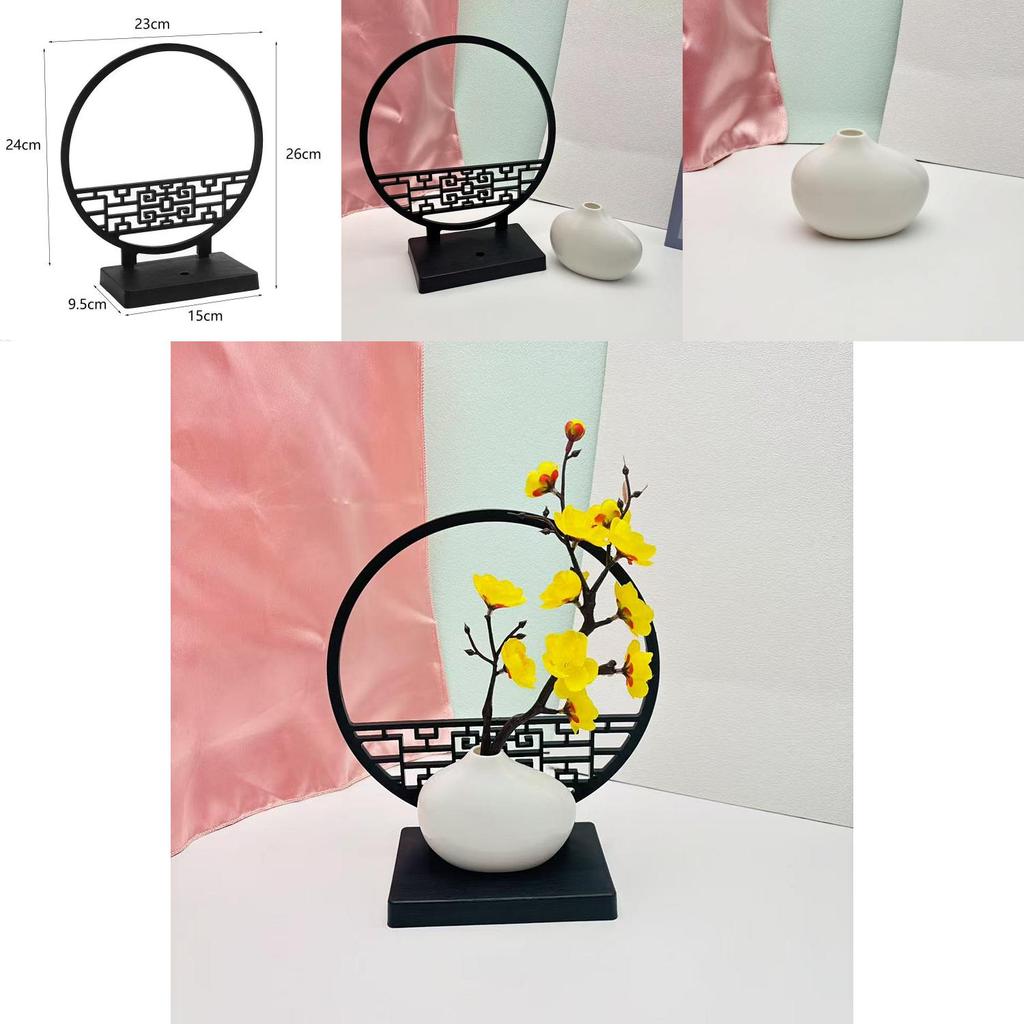 Chinese Style Screen And Plastic Flower Vase For Nordic Interior Decoration