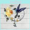 Metallfågel Väggkonst Dekoration För Vardagsrum Trädgård Utomhus Hem Med Blommig Design