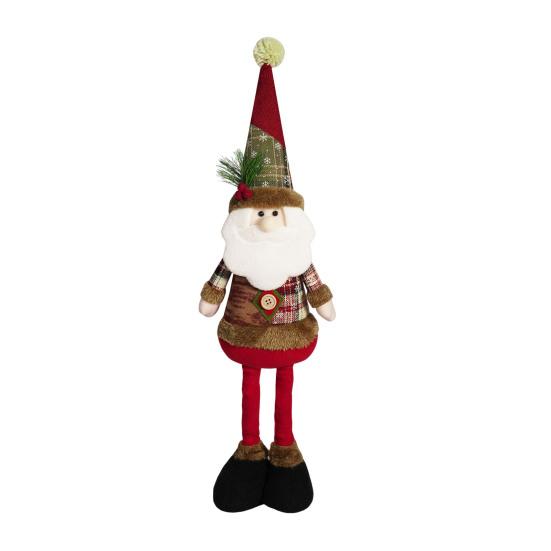 Christmas Plush Toy with Retractable Legs Handmade Reindeer Snowman Santa Claus Plush Doll Xmas Holiday Party Decoration Ornament