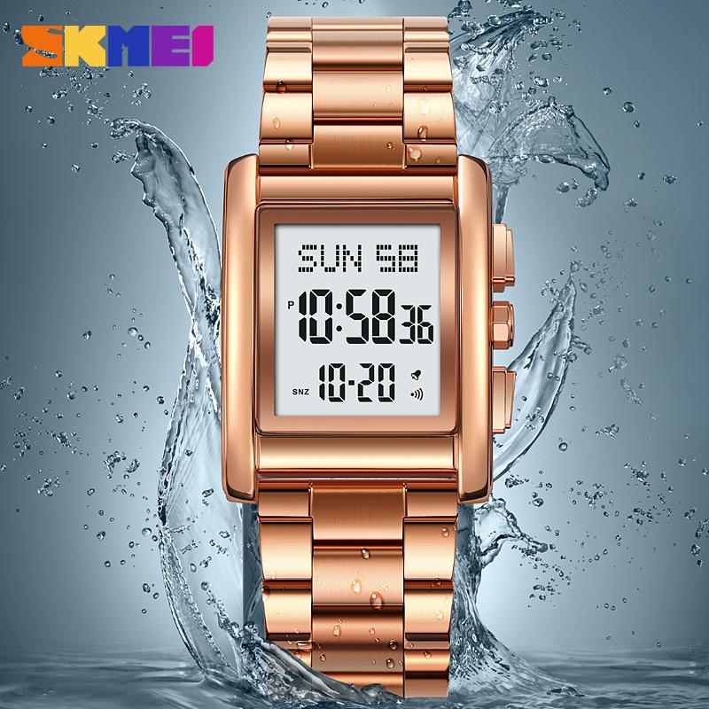 Men's stainless steel watch Multifunctional waterproof electronic watch Men's luminous led watch Electronic watch