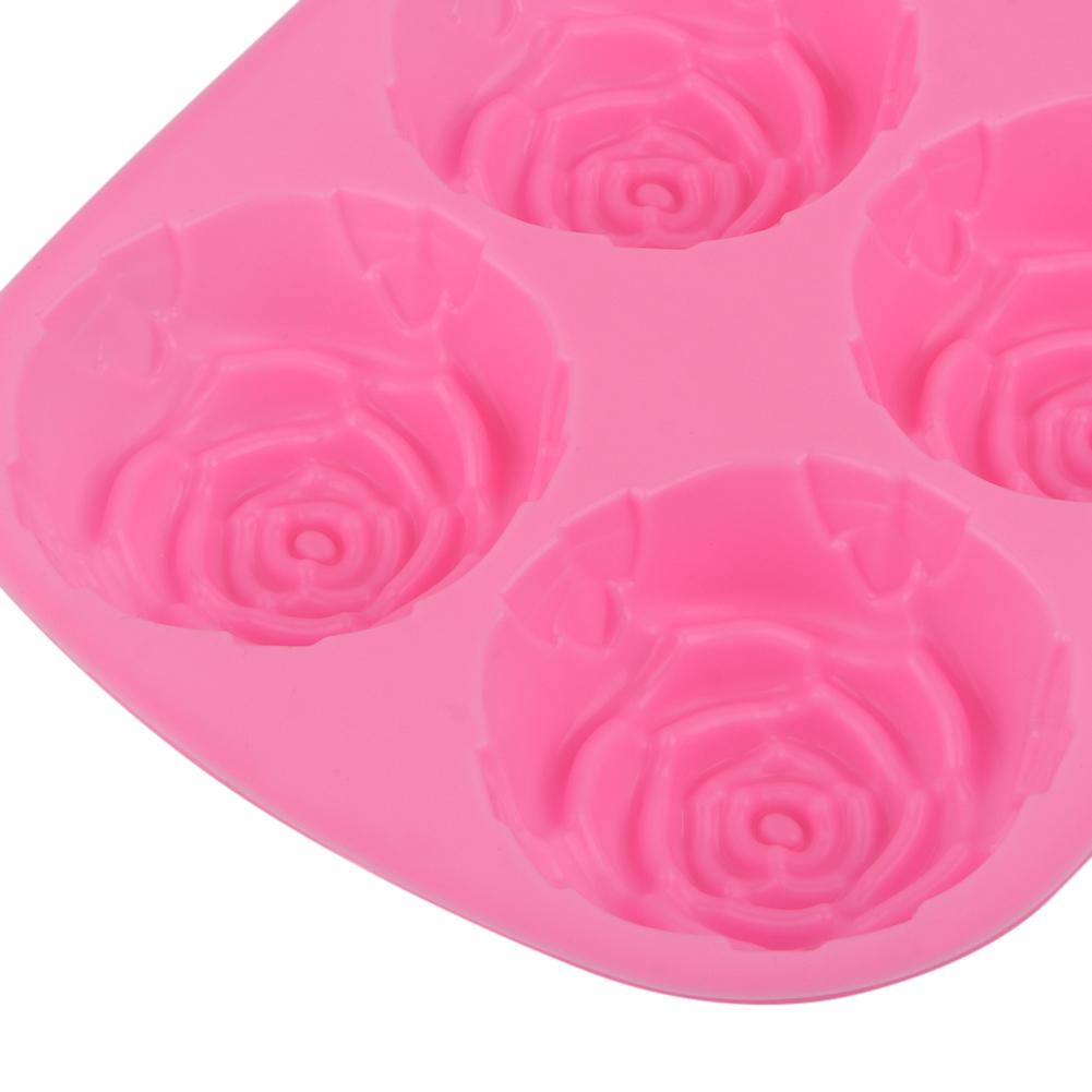 6-Hohlraum Rosenförmige Silikon Pudding Schokoladenkuchen Form Mikrowellen- Gefrierschrankfest Rosa
