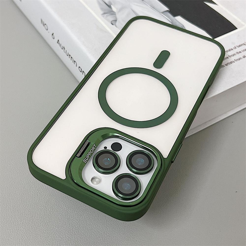 transparent magnetic shockproof phone case For iPhone 16 15 14 13 12 11 Pro Max Plus Magsafe Funda Stand Protection Cover