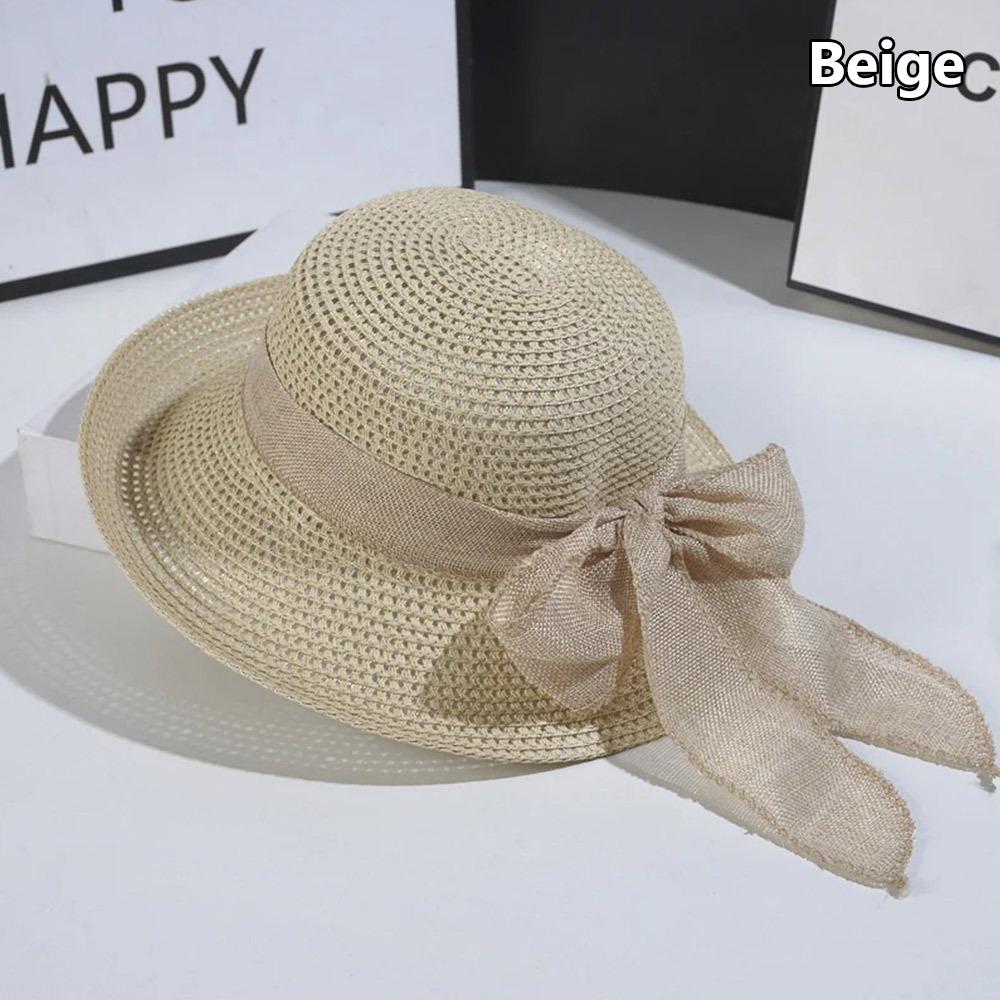 1Pcs Vintage Summer Sun Hat with Bowknot Casual Straw Cap New Women Hat  for Outdoor Travel Beach