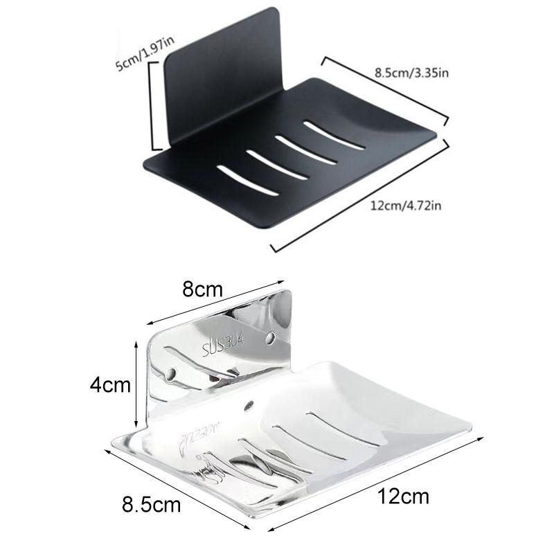 No Drilling Soap Dish Holder Wall Mounted  Sponge  for Bathroom Organizer Kitchen   Metal