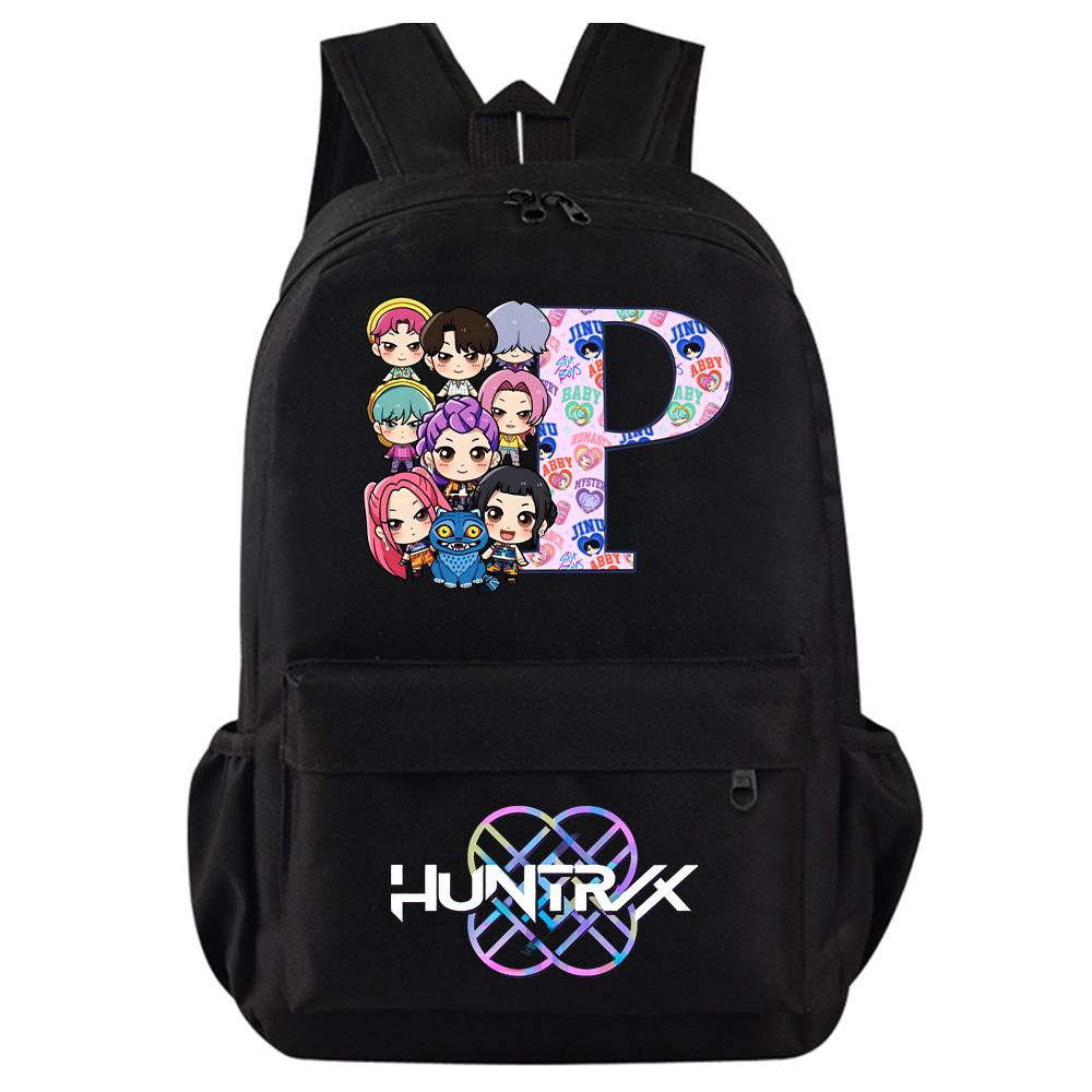26 English Letter Kpop Demon Hunters Printed Backpack for Teenager Student Girl Boy Bookbag Schoolbag Women Large Capacity Travel Bag Kid Gift Rucksak