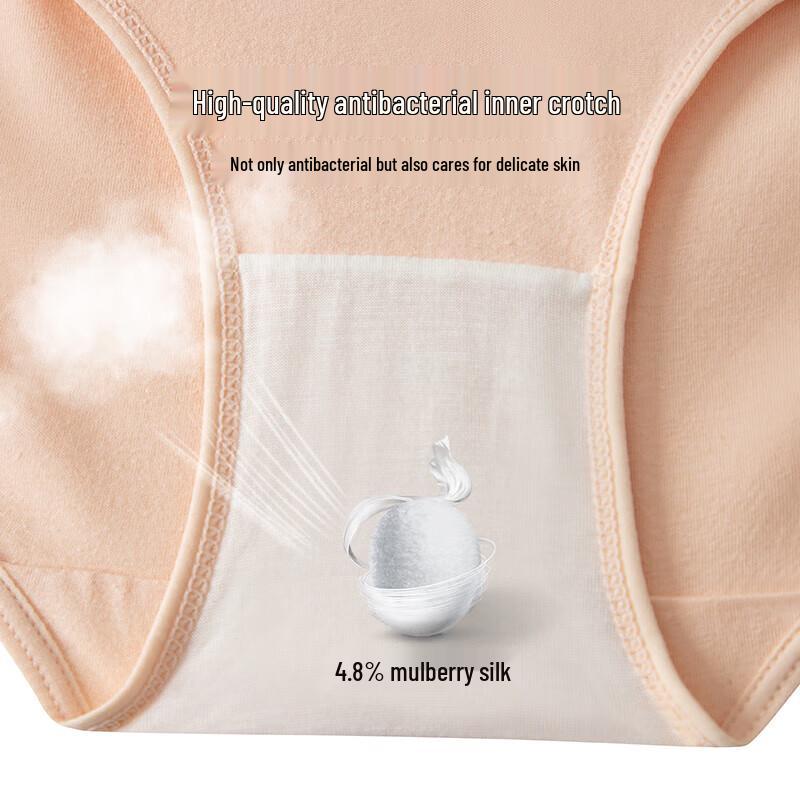 Yiershuang 5A Antibacterial Silk Crotch High-Waist Cotton Briefs (4-Pack)