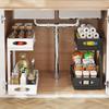 Under Sink Organizers and Storage, Adjustable 2 Tier Metal Pull Out Cabinet Organizer for Bathroom, Kitchen, Pantry