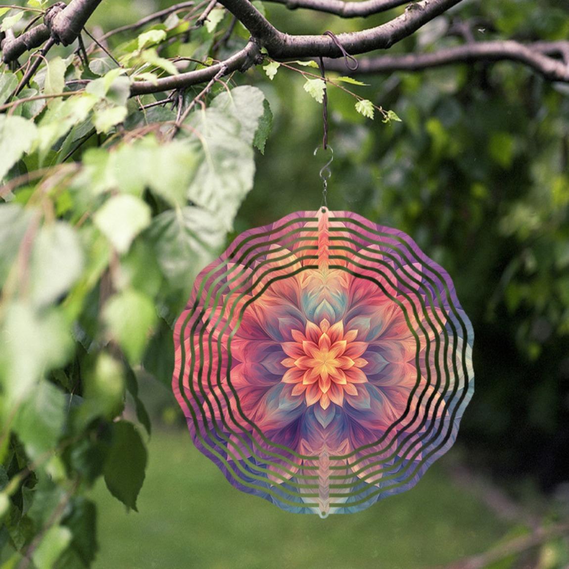 

10 Inch Hanging Wind Chime Outdoor Garden Decor Rotating Design Summer Spring Lawn Ornament Dynamic Movement 360 Hook Perfect Gift for Friends Family 01A