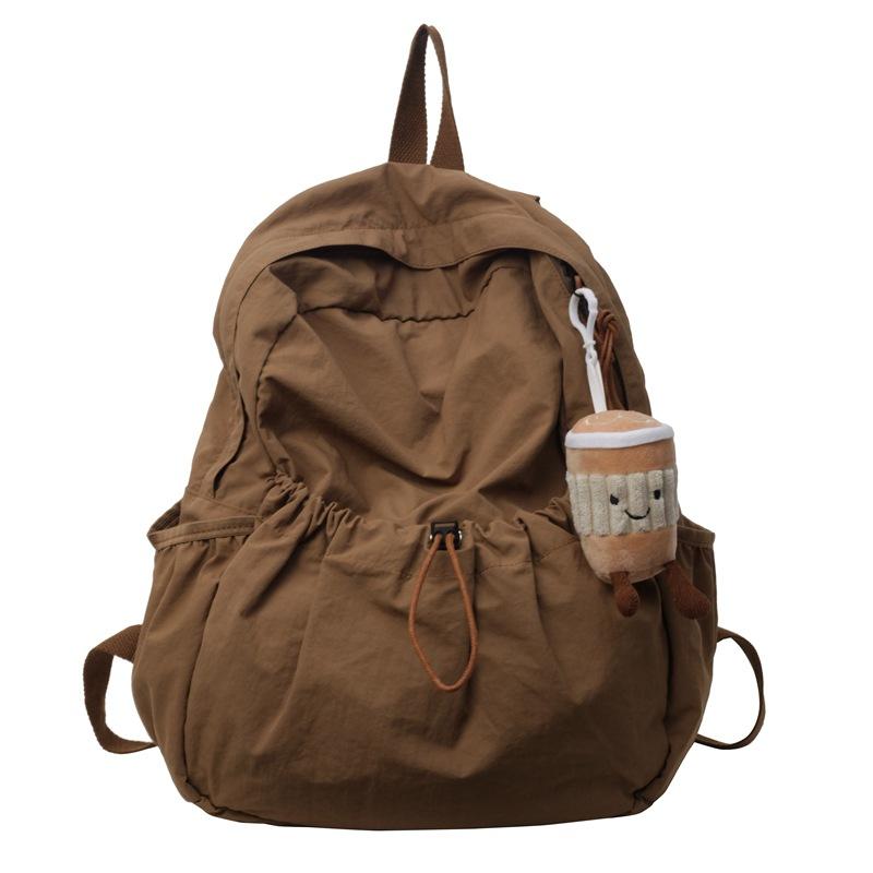 Casual Backpack Women's Large Capacity Fashion Junior High School High School Students Student Pleated Schoolbag Cloth Bag Travel Backpack