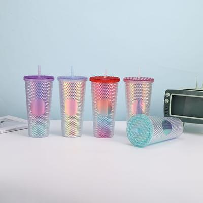 Double-Walled Durian Cup Large Capacity Plastic Straw Cup Creative Water Cup Leak-Proof Cup