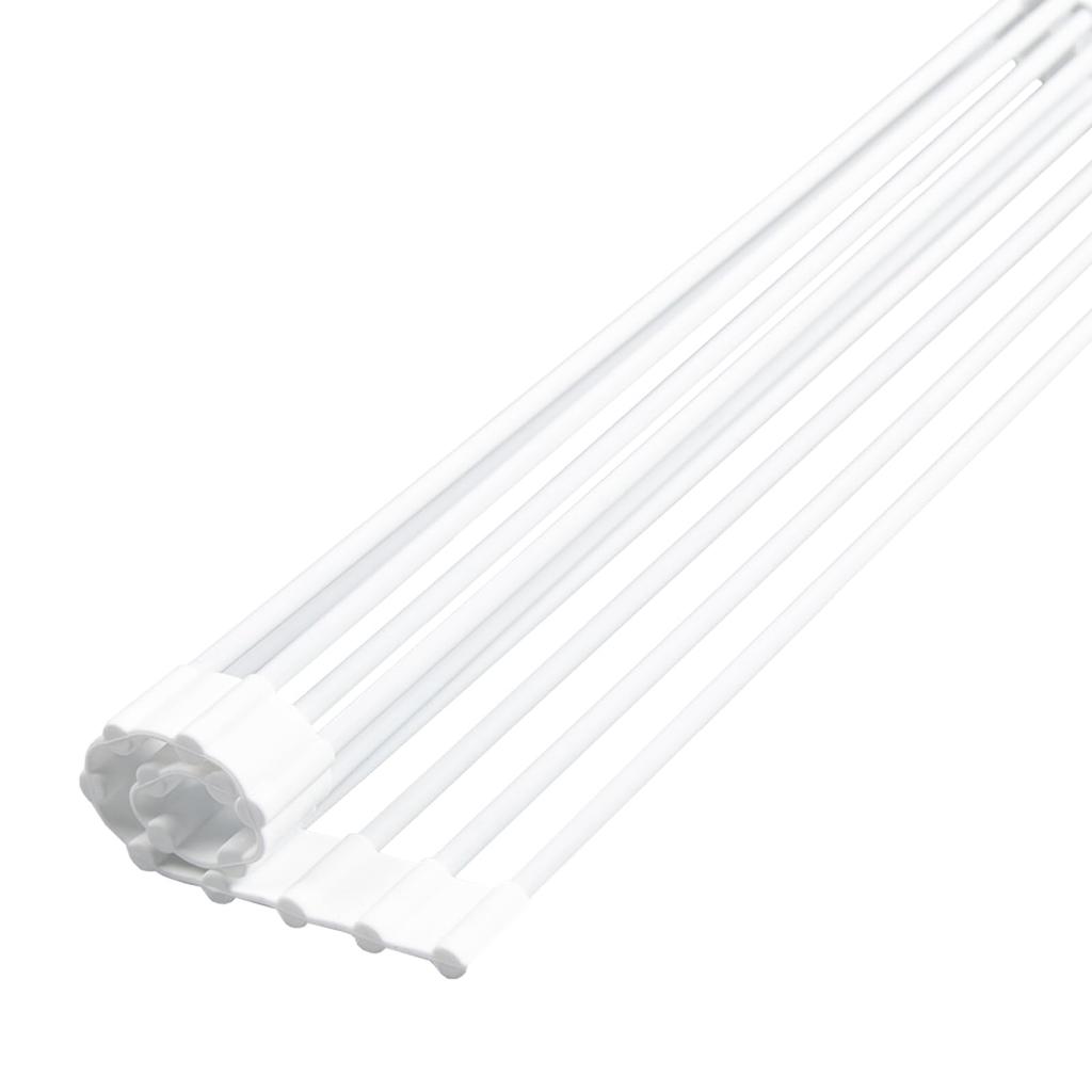 HEDONLEE Folding Dish Antibacterial Over-the-Sink Drainer, 4224cm, Compact, Space-Saving, Silicone, Rust-Proof, (White)
