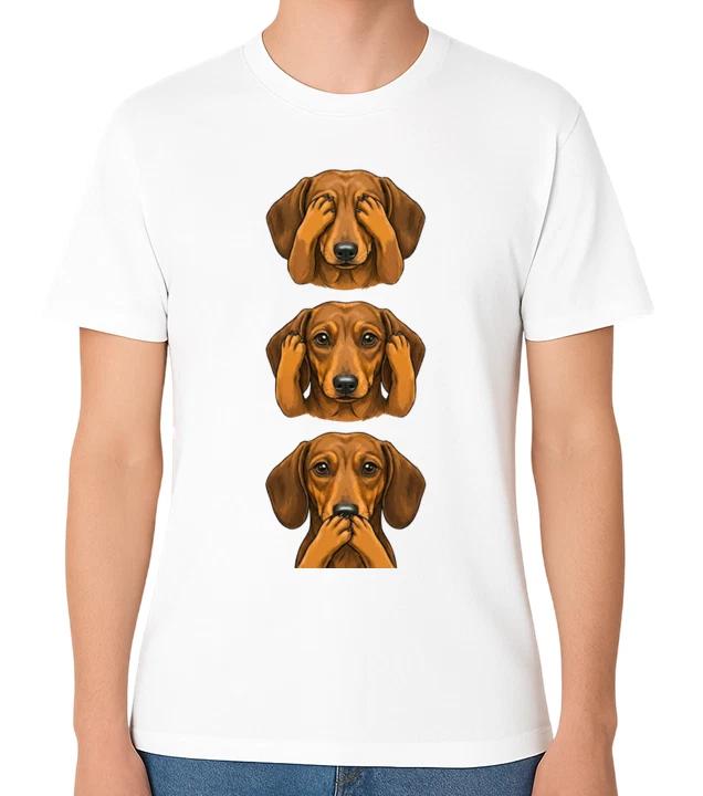 Dachshund See No Evil Hear No Evil Speak No Evil Unisex T-Shirt XS