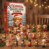 Creative Holiday Gifts 24 Days 3D Highland Cow Advent Calendar 2026, Christmas Countdown Cute Desk Figurines with Farm Cattle Mini for Ornaments