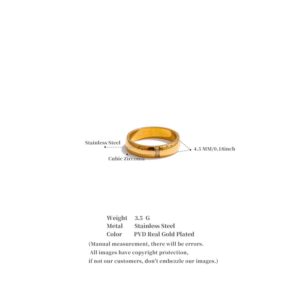 Eetit High Quality Polished Metal Cubic Zircon Golden PVD Ring Charm PVD Plated Stainless Steel Fashion Trend Jewelry