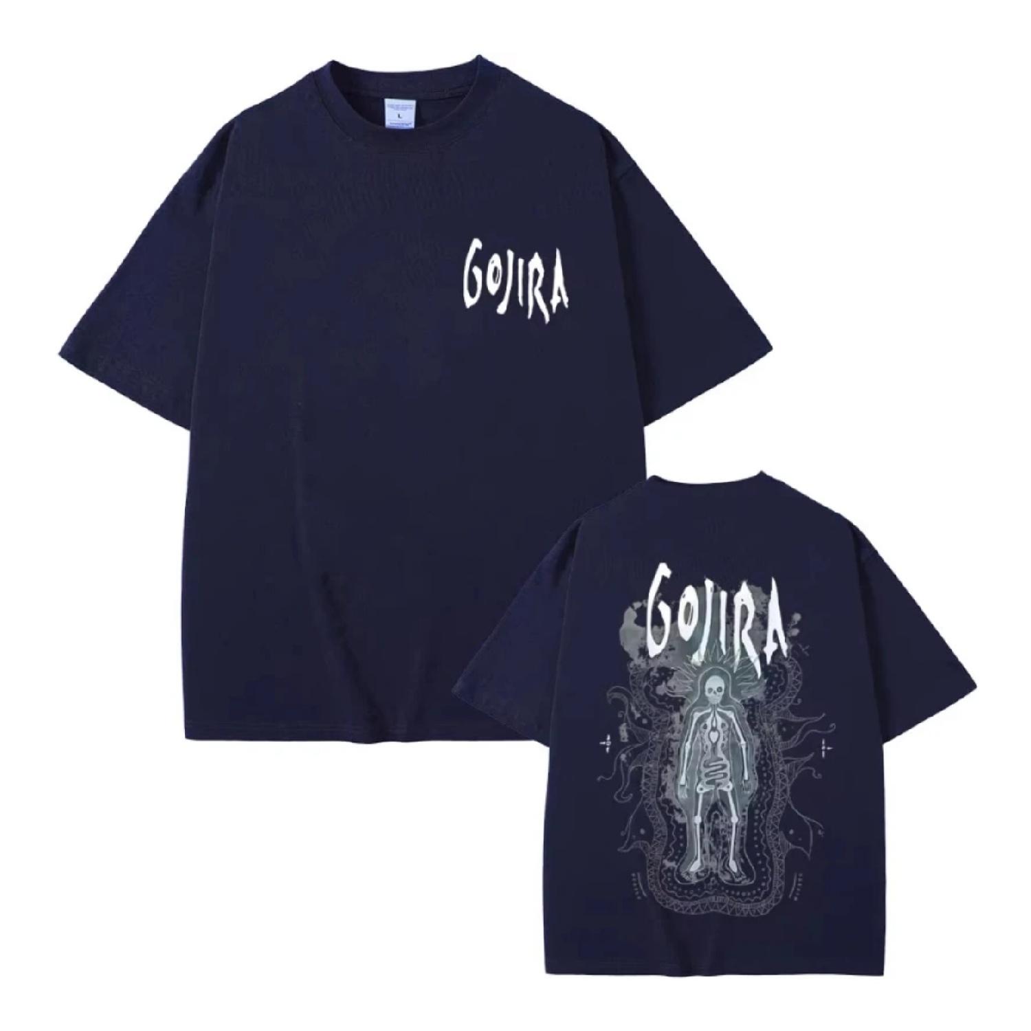 

Metal Rock Band Gojira The Flesh Alive Skeleton Graphic T-shirt Men Women Fashion Oversized T-shirts Men s Casual Cotton T Shirt S чёрный