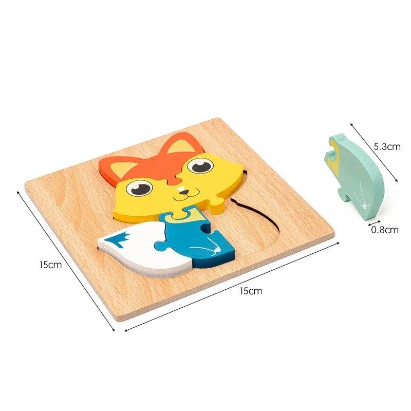 4 Stück Kinder 3D Holz Tier Puzzle Kindergarten Früherziehung Entwicklung Stereoskopische Kleinkindspielzeuge für 2-3 Jahre altes Baby
