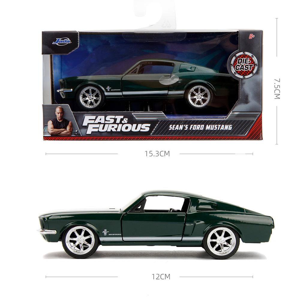 JADA 1:32 DieCast Model Collection 1967 Ford Mustang - 627C Green with Free-Rolling Wheels JD99519