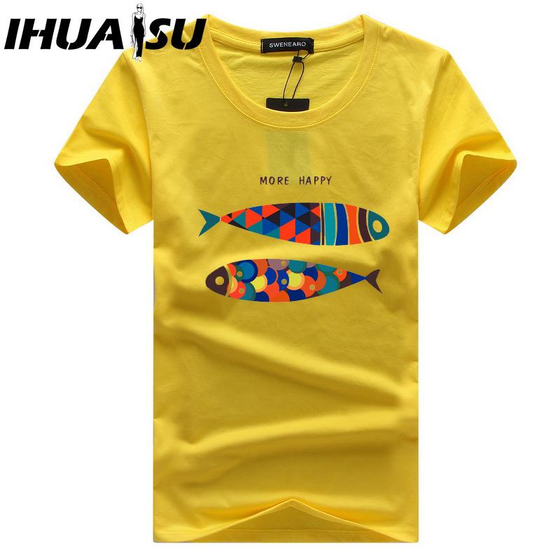 IHUASU Bavlněné tričko s krátkým rukávem Pánská móda Košile s volným polovičním rukávem Košile s potiskem