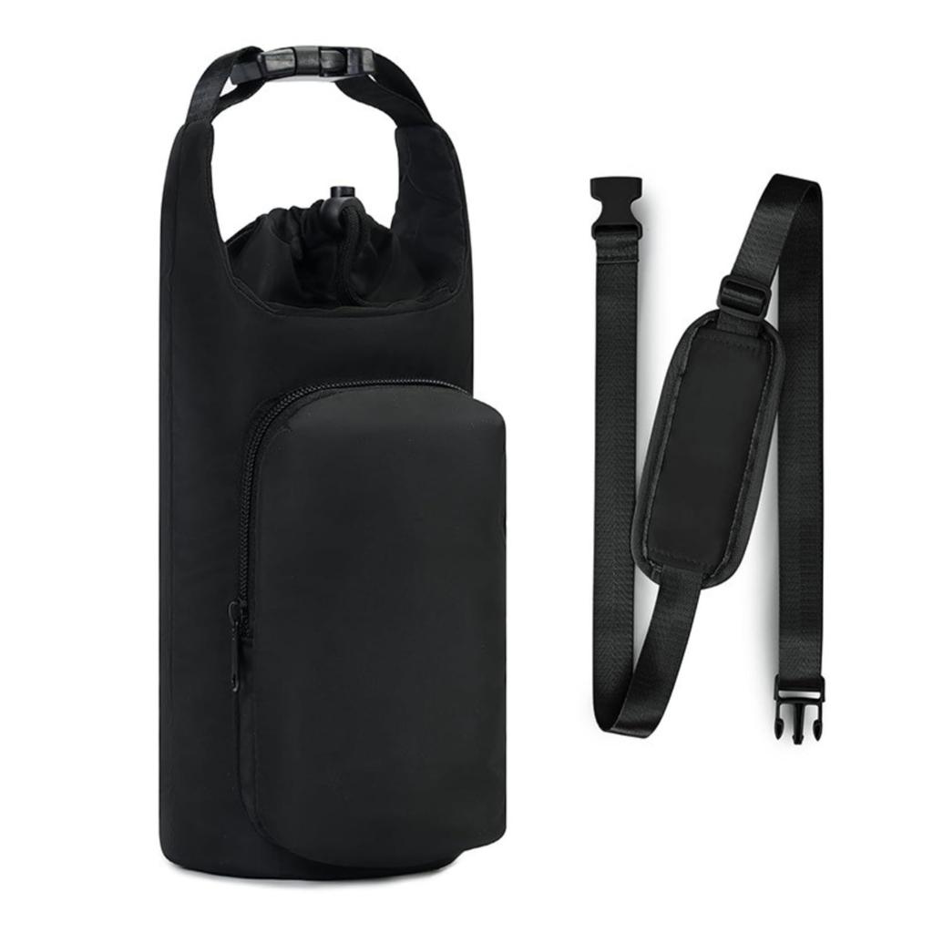 Water Bottle Shoulder Simple MSW2636 Black 1.5L Holder, Insulated, Strap, 2-Way, Kids, Festival, Design,