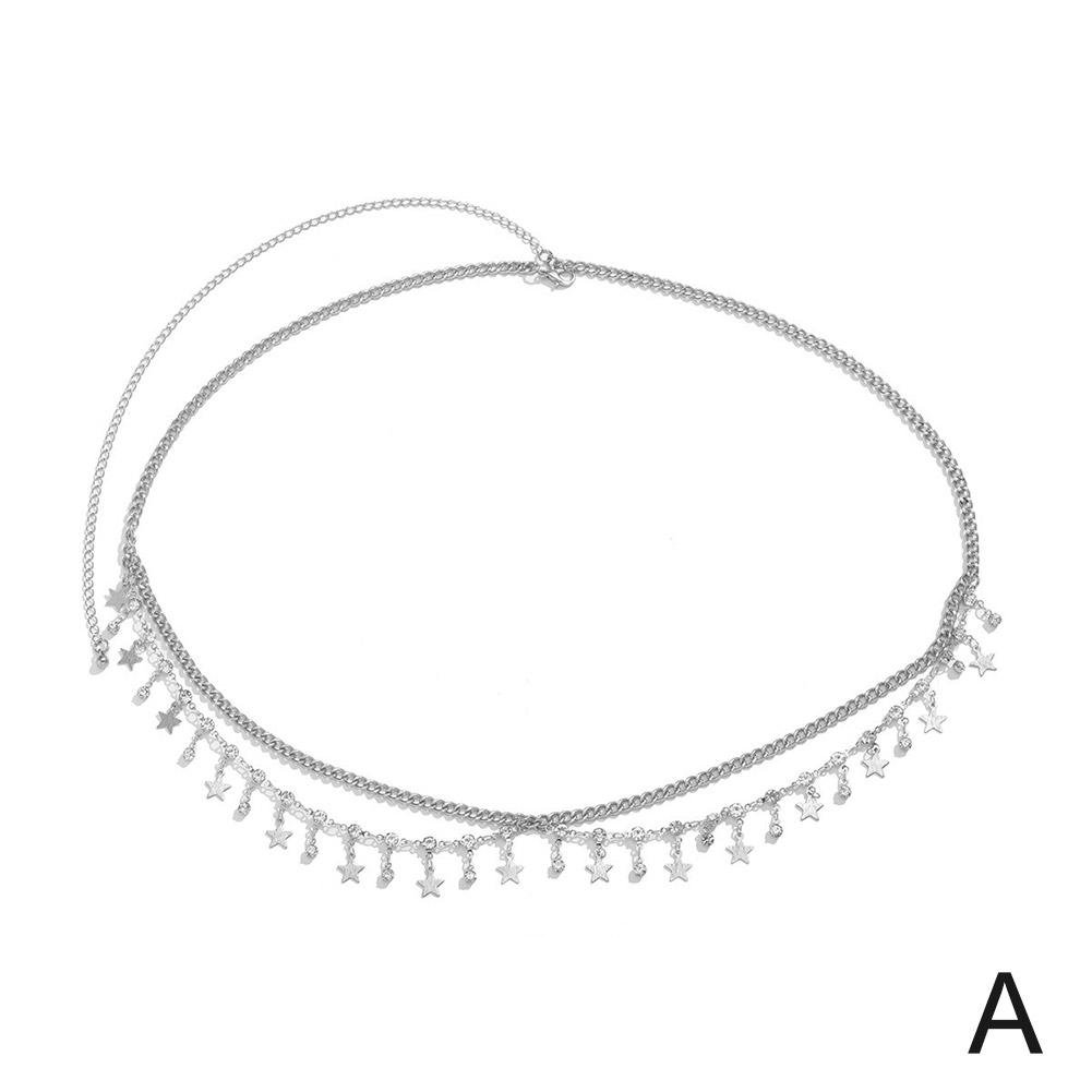 Waist Chain Sexy Rhinestone Star Tassel Pendant Waist Summer Jewelry Accessories Rave Belly Bod I4G7
