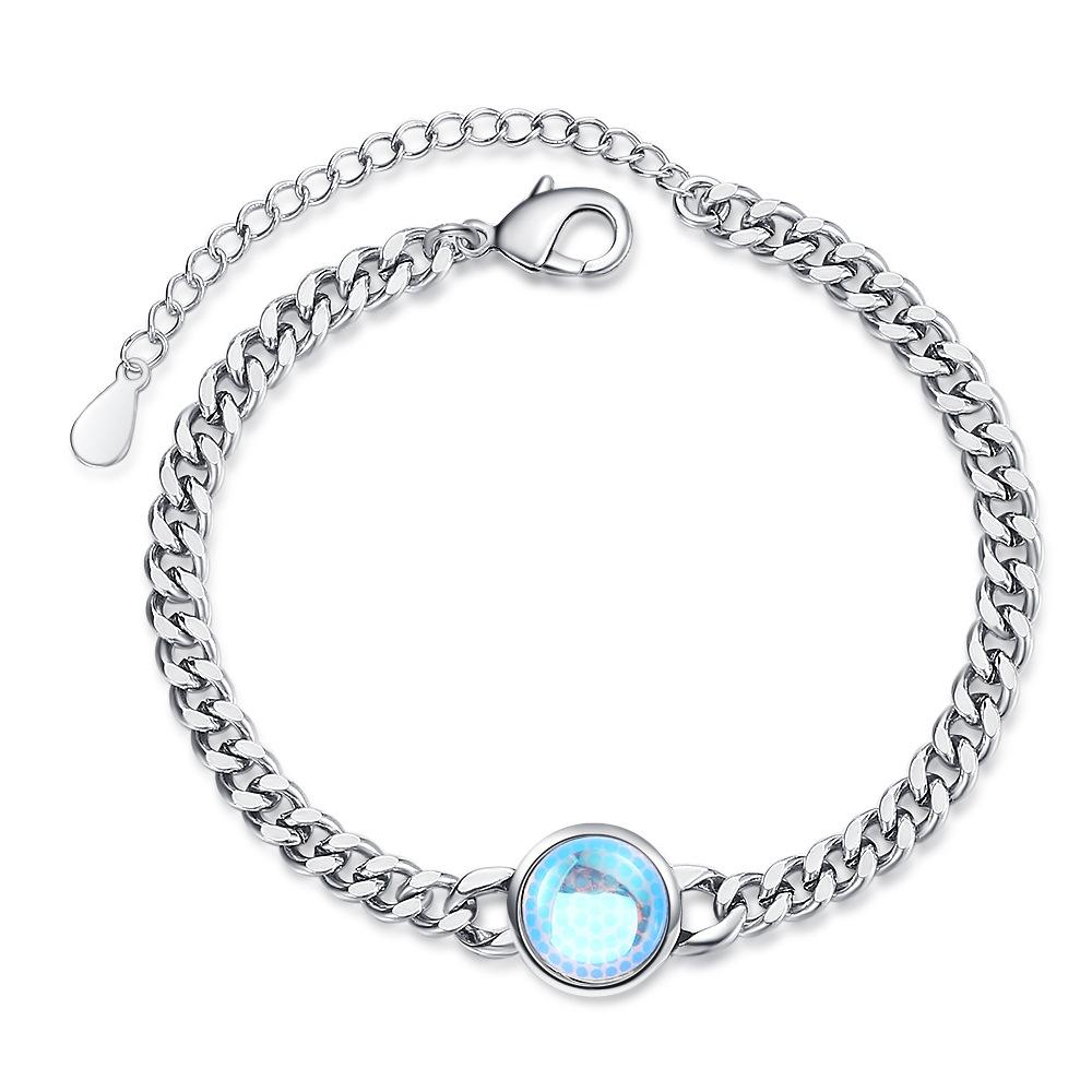 925 Sterling Silver Stylish Vintage Moonstone Zircon Double Bracelet Birthday Party Anniversary Gift