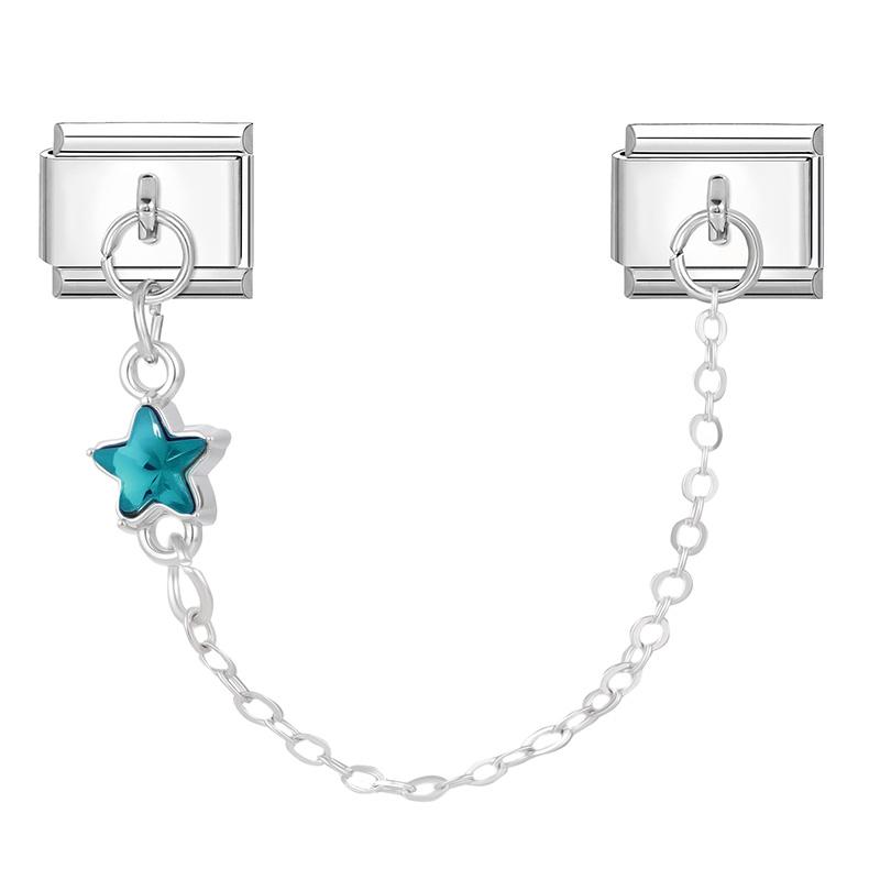 Zircon Bow Knot Moon Butterfly Star Cat Paw Tassel Chain Italian Charm Links Fit 9mm Stainless Steel Bracelet Women DIY Making