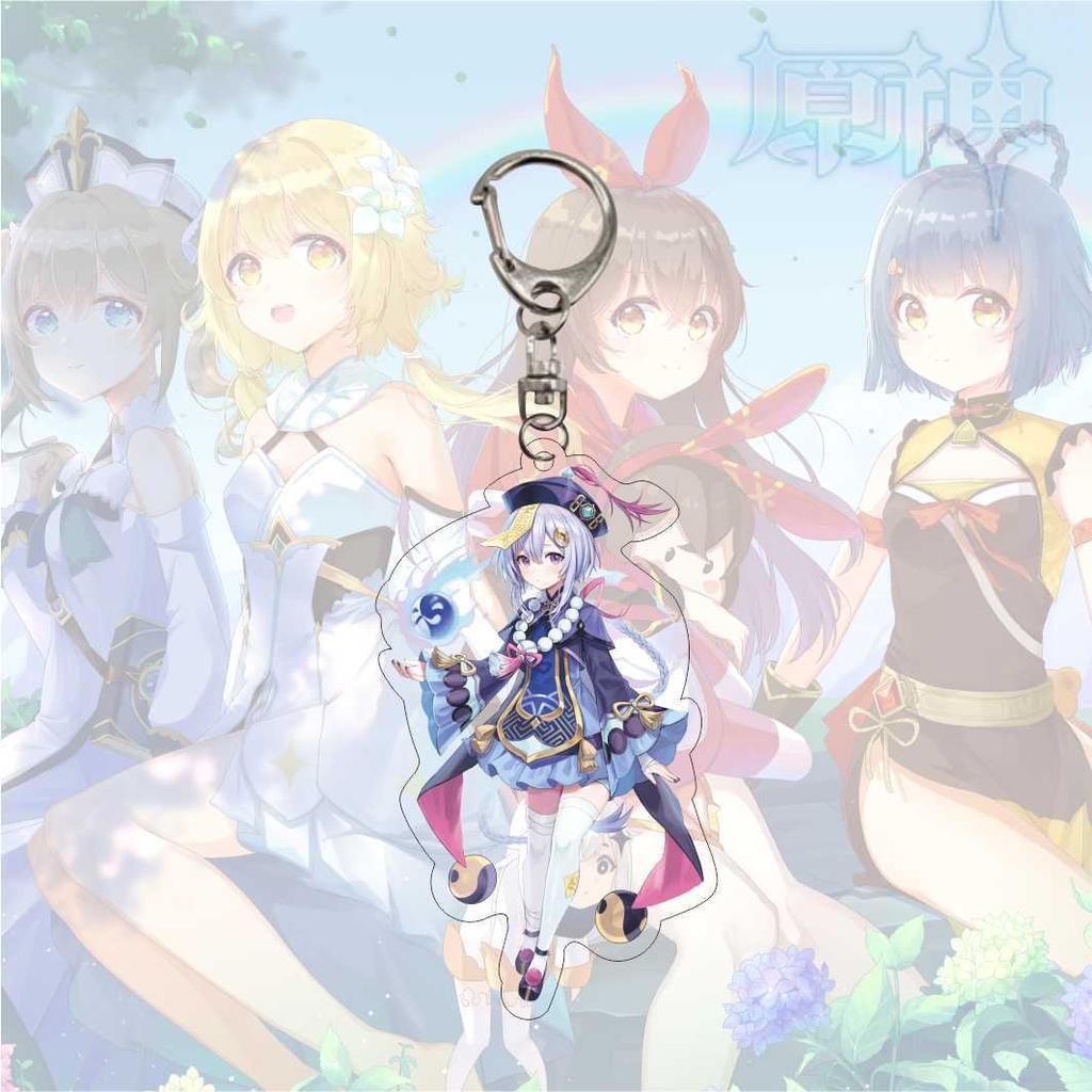 Cartoon Anime Genshin Impact Keychain Acrylic Double Sided Transparent Key Chain Ring Keyring Accessories Jewelry For Fans Gifts