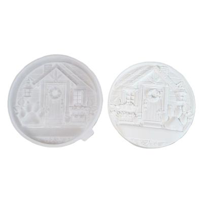 3D Farmhouses Christmas House Wall Hanging Sign Silicone Mold DIY Cement Gypsum Artisanal Home Decoration Craft Project