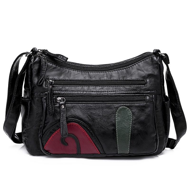 Black Winter Style Washed Leather Luxury Handbags Women Bags Designer Ladies Shoulder Crossbody Bags For Women