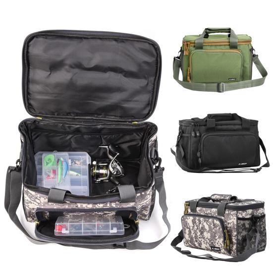 Fishing Tackle Bag Square Multi-pocket Smooth Zipper Adjustable Shoulder Strap Portable Large